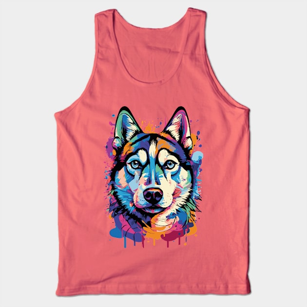 Cute Husky - Husky Colourful- Husky Lovers Tank Top by BigWildKiwi